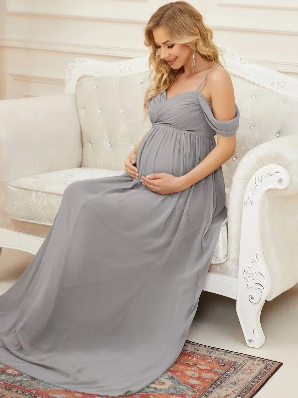 off-shoulder-spaghetti-strap-a-line-maternity-dress-ey20809