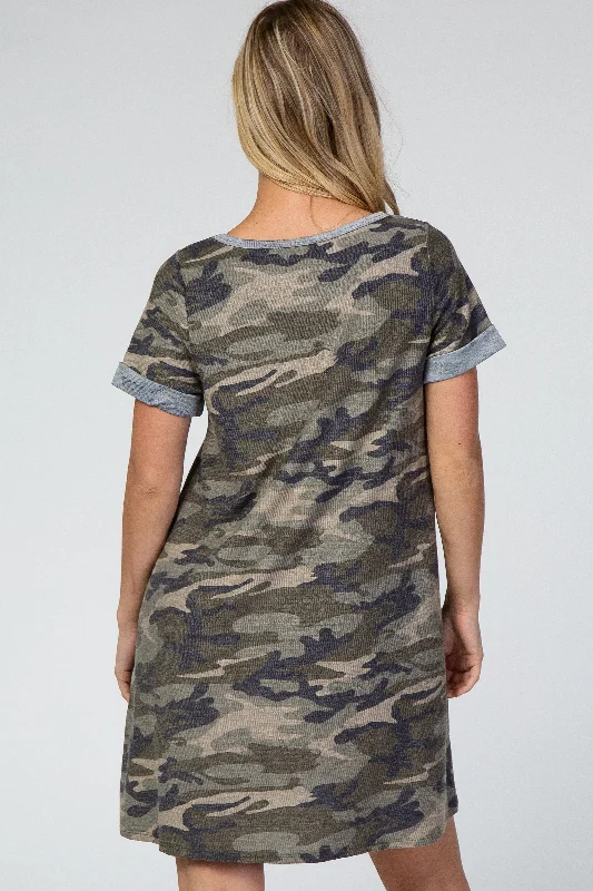 olive-camo-cuff-sleeve-maternity-dress