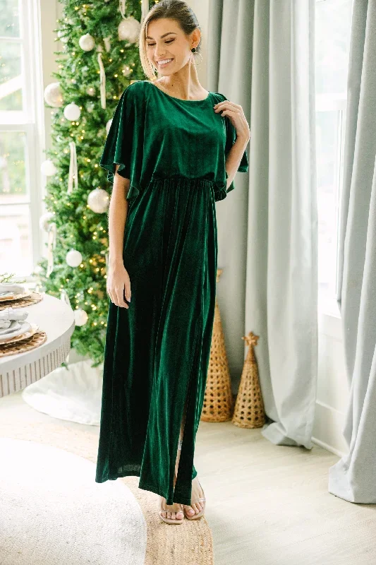 Out On The Dance Floor Emerald Green Velvet Maxi Dress