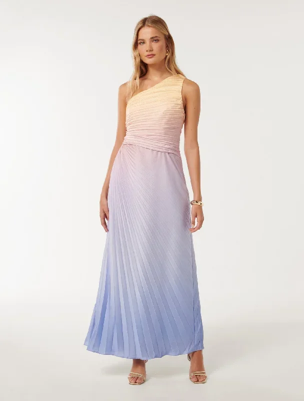 Paula Pleated One Shoulder Maxi Dress