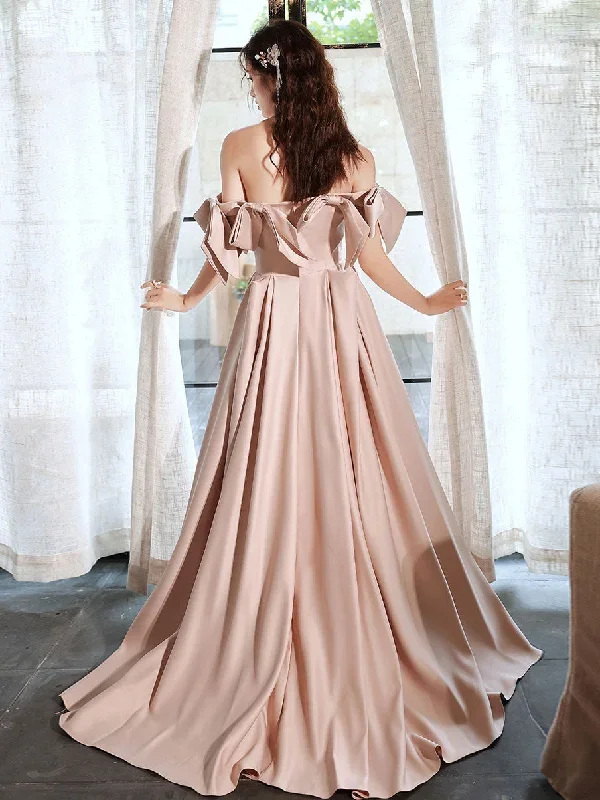 pink-a-line-satin-long-prom-dress-pink-bridesmaid-dress