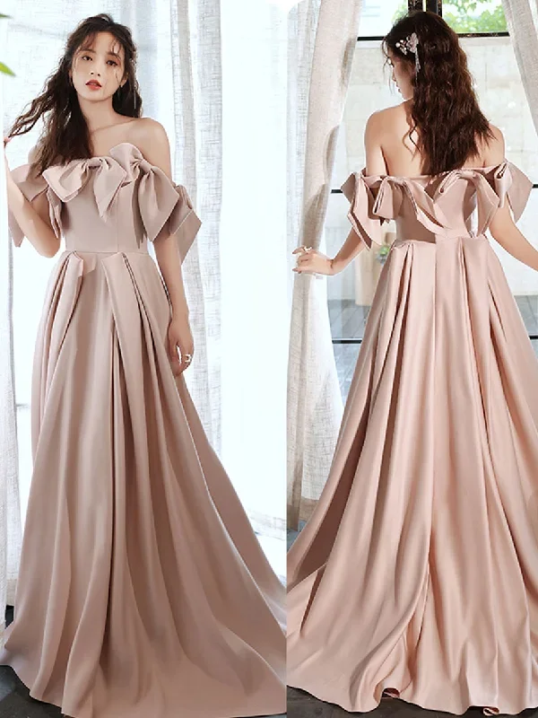 pink-a-line-satin-long-prom-dress-pink-bridesmaid-dress