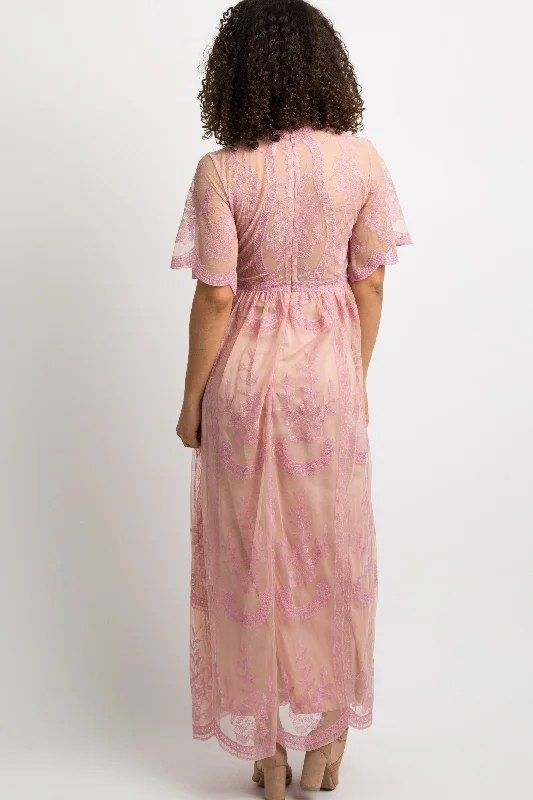 pink-lace-mesh-overlay-maternity-maxi-dress