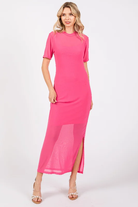 pink-layered-mesh-maternity-maxi-dress