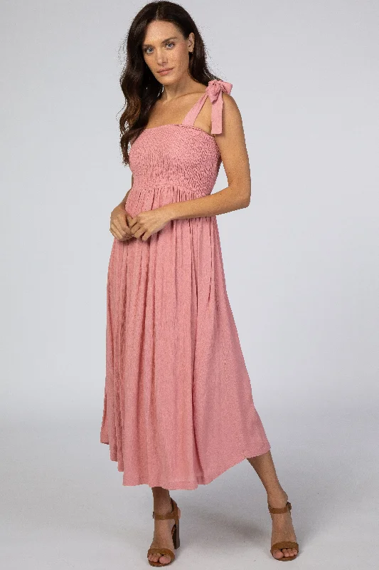 pink-smocked-tie-strap-maternity-midi-dress