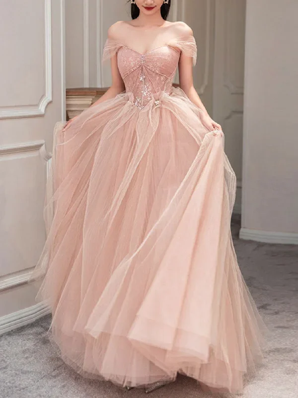 pink-sweetheart-neck-tulle-long-prom-dress-pink-sweet-16-dress