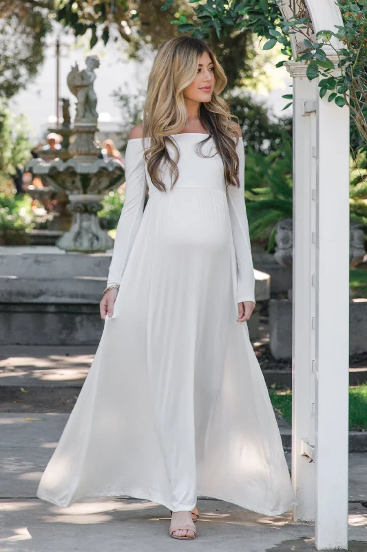 pinkblush-ivory-solid-off-shoulder-maternity-maxi-dress