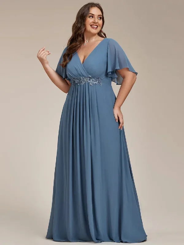 plus-size-floral-applique-short-sleeve-a-line-chiffon-evening-dress-ee01960