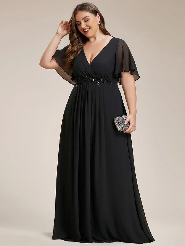 plus-size-floral-applique-short-sleeve-a-line-chiffon-evening-dress-ee01960