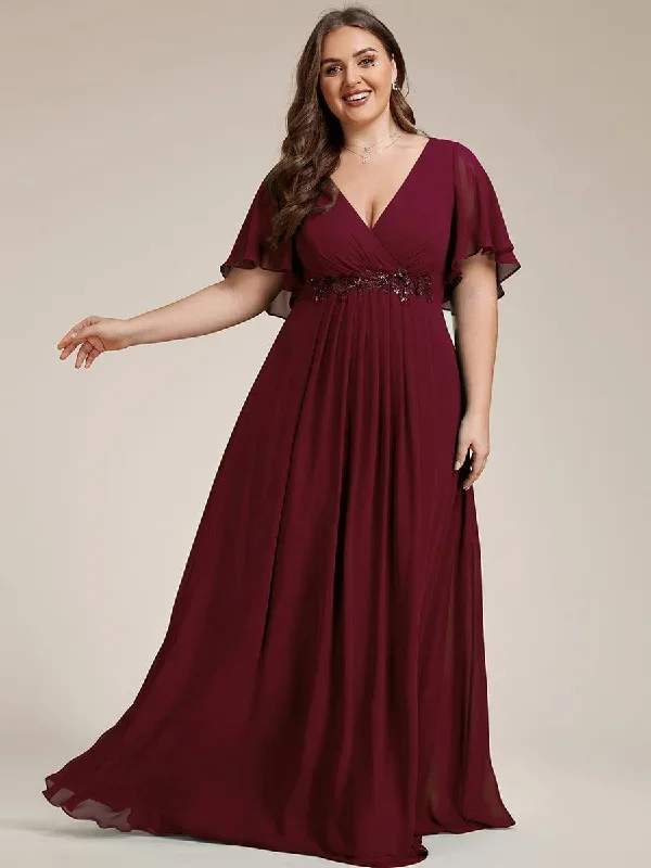 plus-size-floral-applique-short-sleeve-a-line-chiffon-evening-dress-ee01960