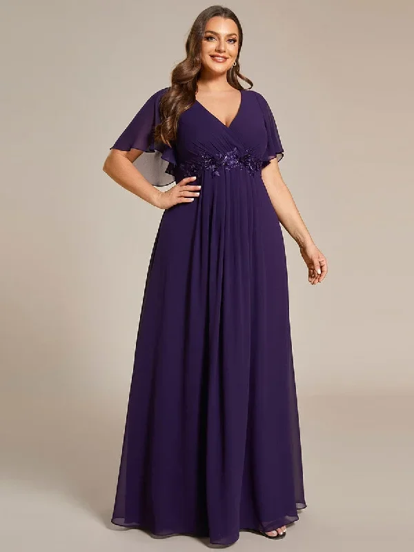 plus-size-floral-applique-short-sleeve-a-line-chiffon-evening-dress-ee01960