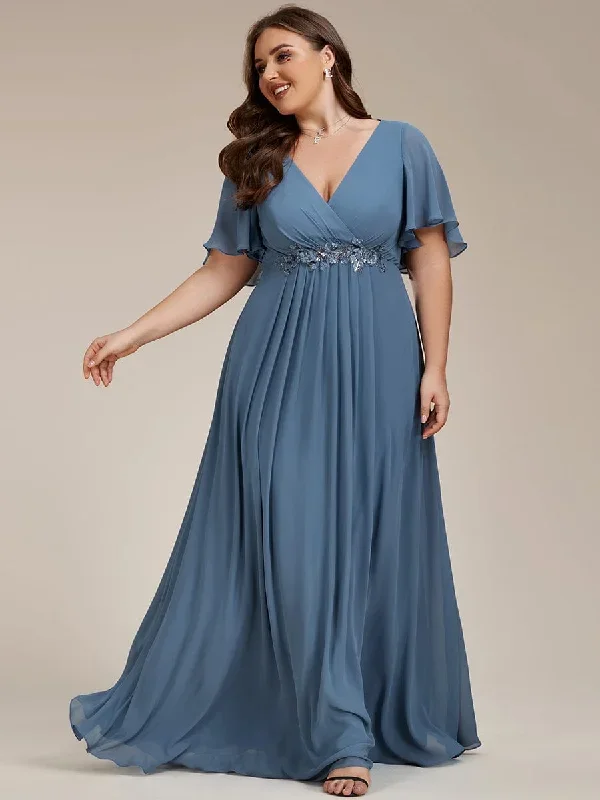 plus-size-floral-applique-short-sleeve-a-line-chiffon-evening-dress-ee01960