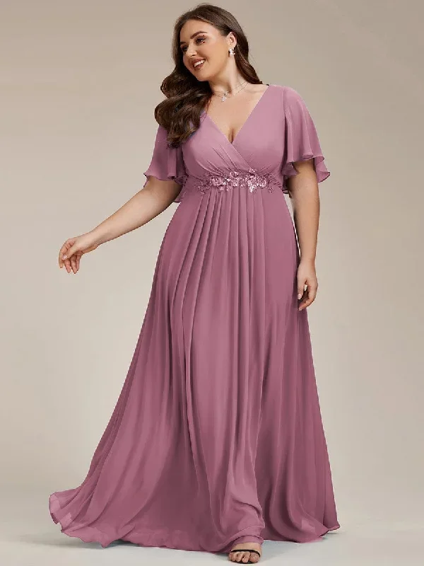 plus-size-floral-applique-short-sleeve-a-line-chiffon-evening-dress-ee01960