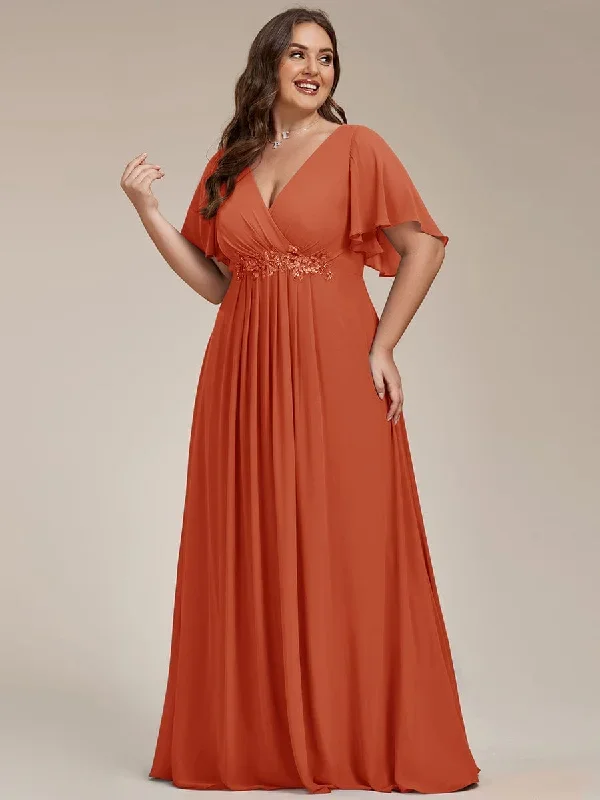 plus-size-floral-applique-short-sleeve-a-line-chiffon-evening-dress-ee01960