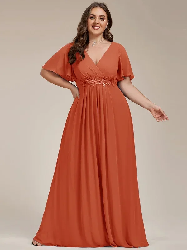 plus-size-floral-applique-short-sleeve-a-line-chiffon-evening-dress-ee01960