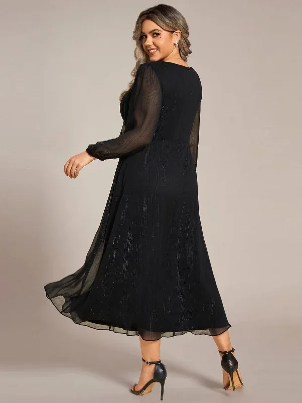 plus-size-twist-knot-louts-leaf-long-sleeve-a-line-evening-dress-ee01977