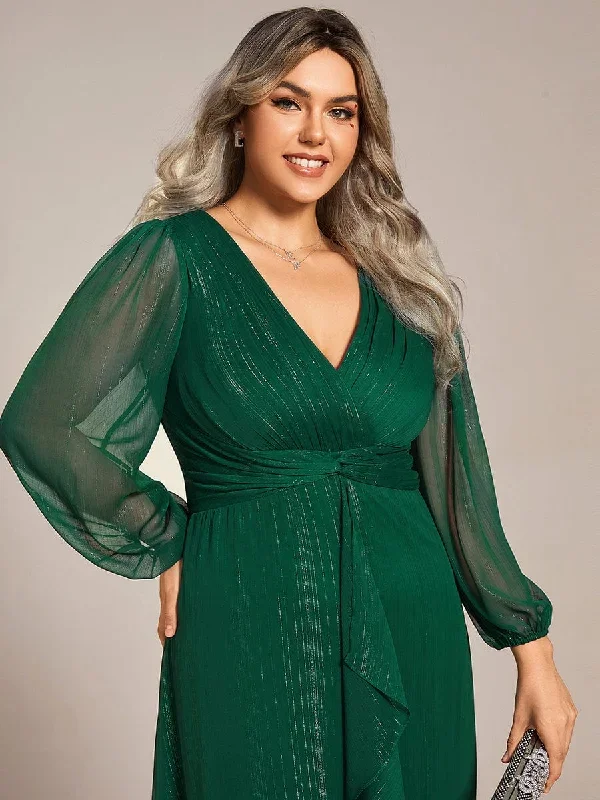 plus-size-twist-knot-louts-leaf-long-sleeve-a-line-evening-dress-ee01977