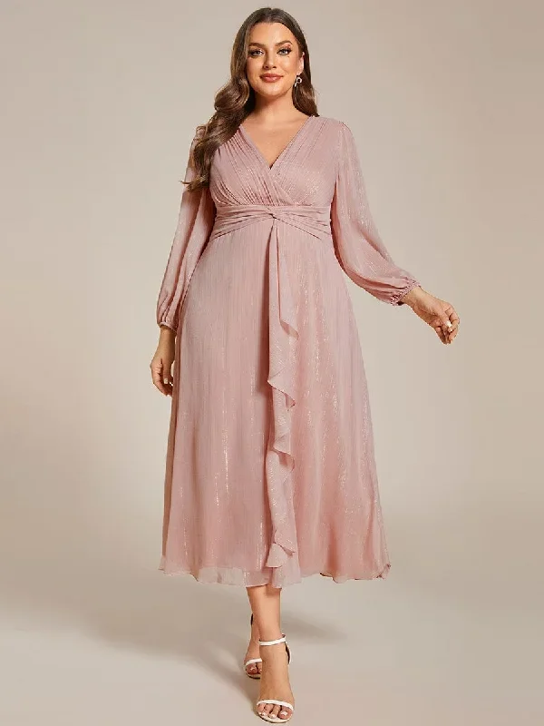 plus-size-twist-knot-louts-leaf-long-sleeve-a-line-evening-dress-ee01977