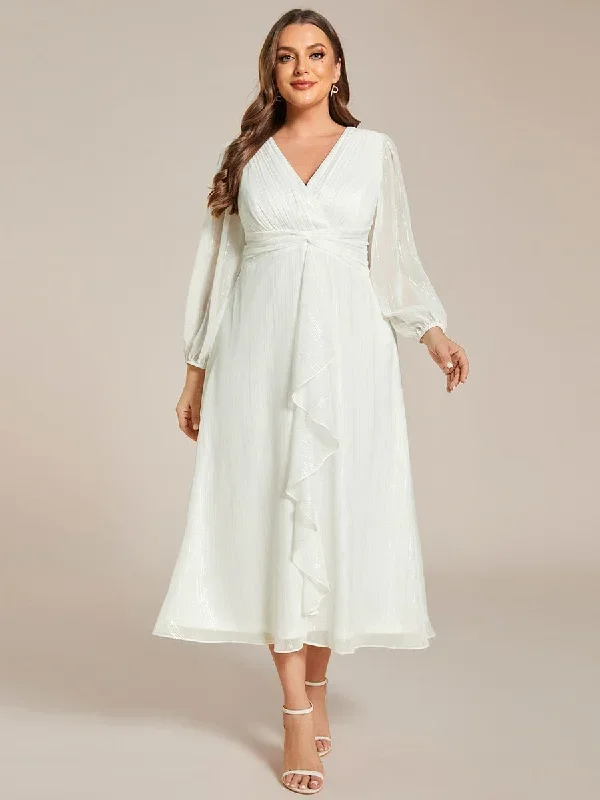 plus-size-twist-knot-louts-leaf-long-sleeve-a-line-evening-dress-ee01977