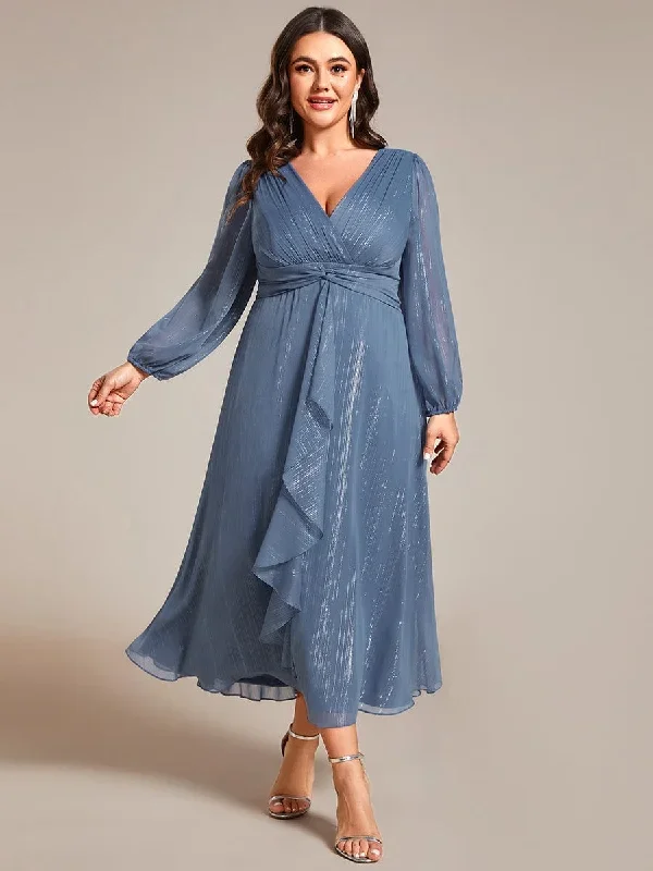 plus-size-twist-knot-louts-leaf-long-sleeve-a-line-evening-dress-ee01977