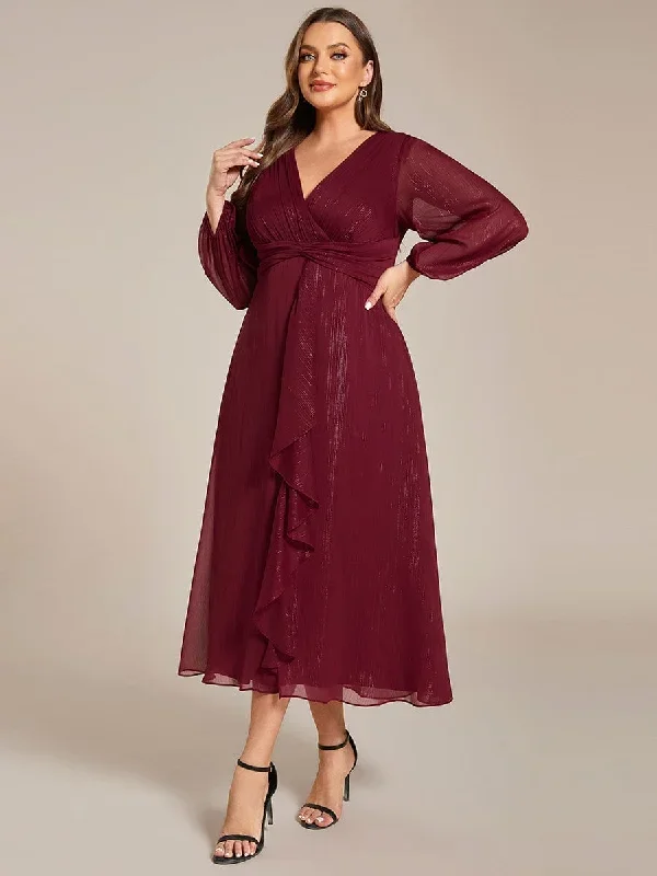 plus-size-twist-knot-louts-leaf-long-sleeve-a-line-evening-dress-ee01977