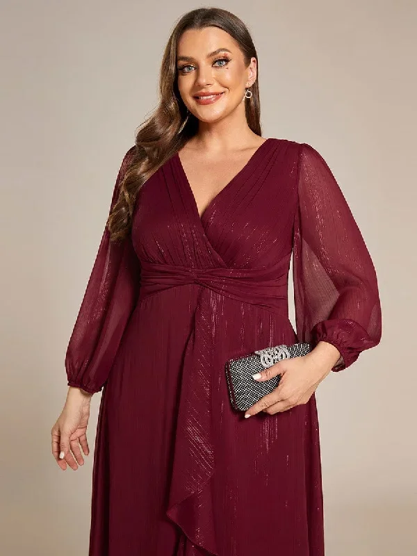 plus-size-twist-knot-louts-leaf-long-sleeve-a-line-evening-dress-ee01977