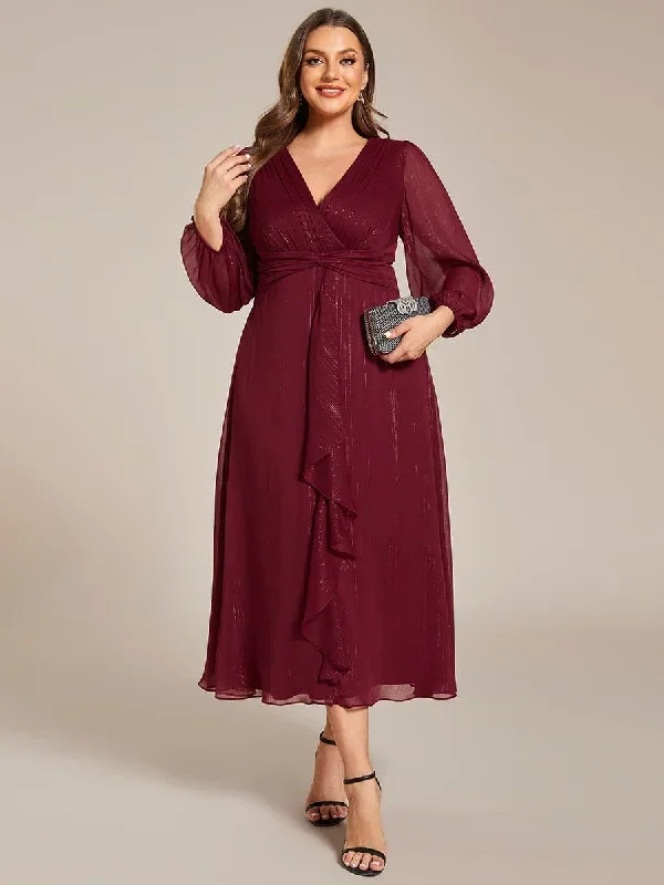 plus-size-twist-knot-louts-leaf-long-sleeve-a-line-evening-dress-ee01977