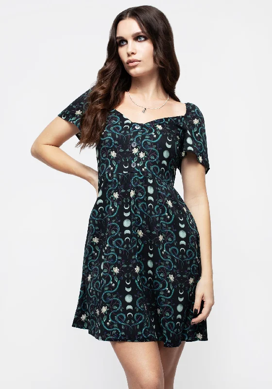 Pythia Print Button Front Mini Dress