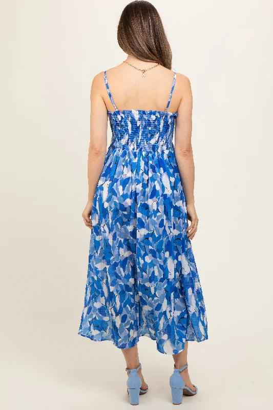 royal-blue-abstract-floral-smocked-maternity-midi-dress