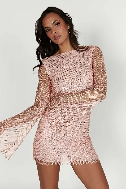 samira-flare-sleeve-diamante-mesh-mini-dress-baby-pink