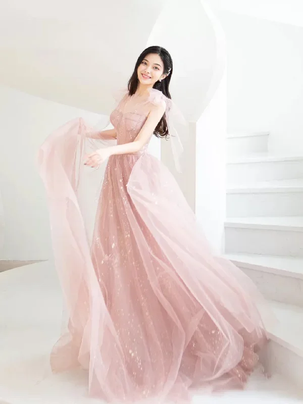 simple-pink-a-line-tulle-long-prom-dress-pink-tulle-formal-dress