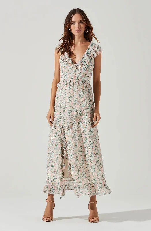 Tempest Floral Ruffle Midi Dress