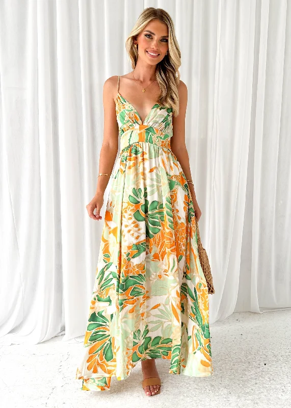 Valon Maxi Dress - Green Floral