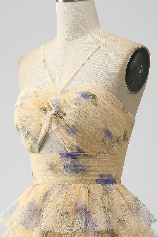 yellow-print-keyhole-ruffle-tiered-short-homecoming-dress